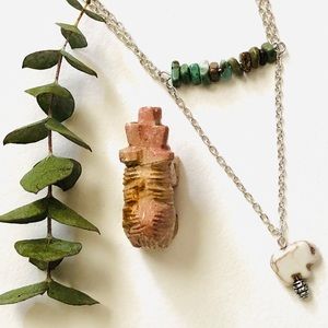 Silver necklace with Howlite Elephant